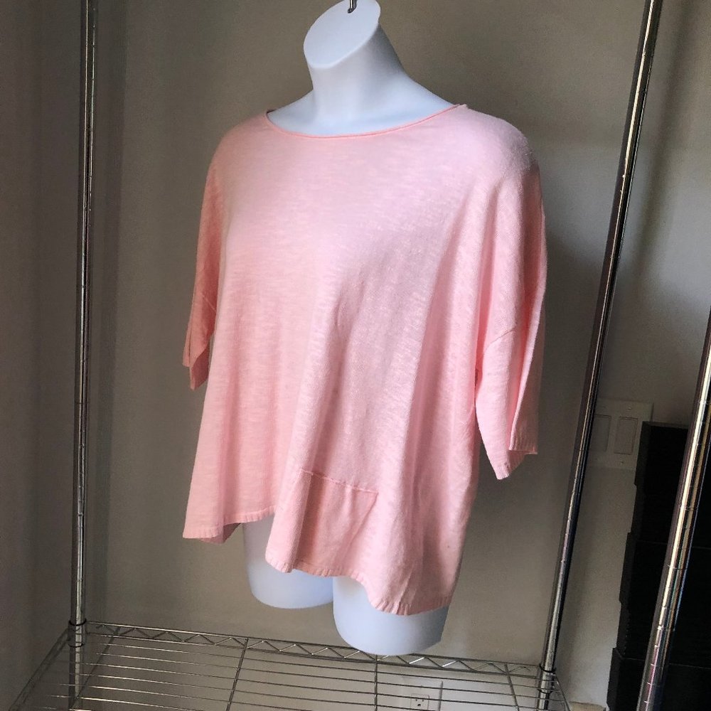 EILEEN FISHER pink slub slouchy tee 1x NWT